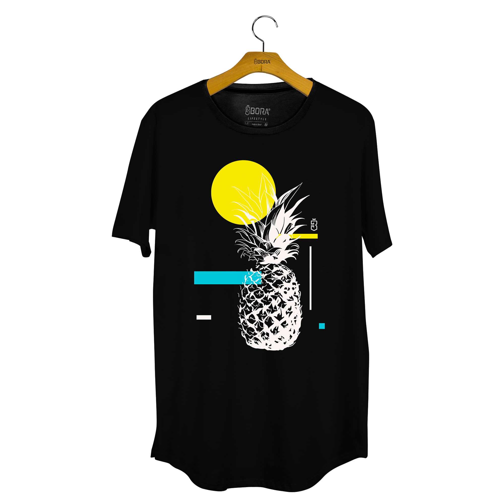 simple Banzai Persistent Camiseta Abacaxi Preta Masculina - usebora