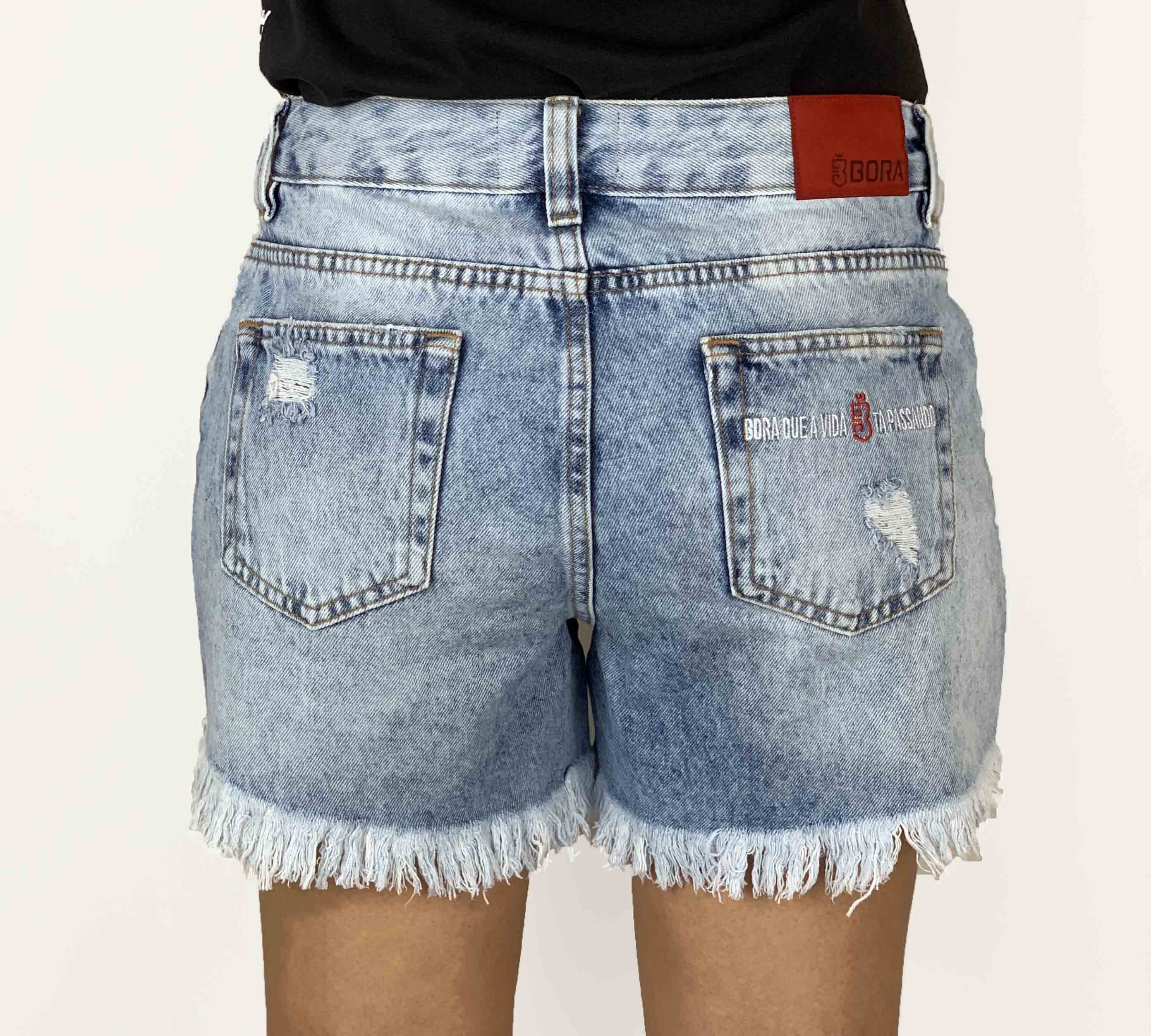 Shorts Sarja Cintura Alta Feminino Branco - Compre agora